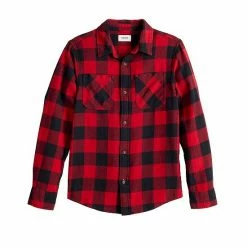 Boys 8-20 Sonoma Goods For Life® Plaid Flannel Button-Up Shirt In Regular & Husky Buffalo Check Olive -Sonoma Goods For Life shop unnamed file 656