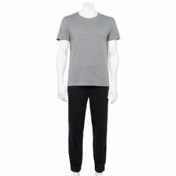 Men's Sonoma Goods For Life® Supersoft Modern-Fit Crewneck Tee & Open-Bottom Pants Pajama Set Navy Pier