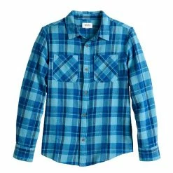 Boys 8-20 Sonoma Goods For Life® Plaid Flannel Button-Up Shirt In Regular & Husky Buffalo Check Olive -Sonoma Goods For Life shop unnamed file 657