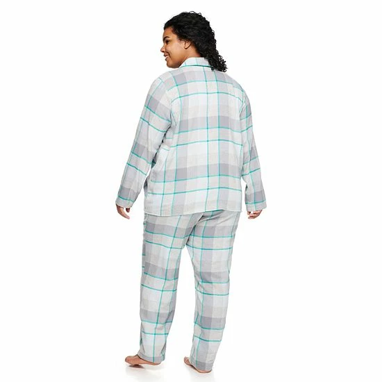 Plus Size Sonoma Goods For Life® Flannel Pajama Shirt & Pajama Pants Set Black White Buffalo 4 Plus Size Sonoma Goods For Life® Flannel Pajama Shirt & Pajama Pants Set Black White Buffalo - Image 2
