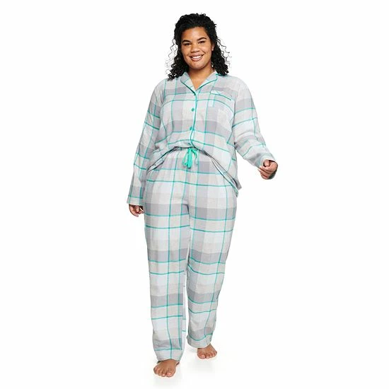Plus Size Sonoma Goods For Life® Flannel Pajama Shirt & Pajama Pants Set Black White Buffalo 5 Plus Size Sonoma Goods For Life® Flannel Pajama Shirt & Pajama Pants Set Black White Buffalo - Image 3