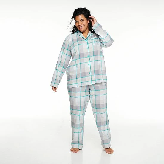 Plus Size Sonoma Goods For Life® Flannel Pajama Shirt & Pajama Pants Set Black White Buffalo 7 Plus Size Sonoma Goods For Life® Flannel Pajama Shirt & Pajama Pants Set Black White Buffalo - Image 5