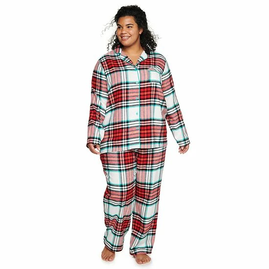 Plus Size Sonoma Goods For Life® Flannel Pajama Shirt & Pajama Pants Set Black White Buffalo 8 Plus Size Sonoma Goods For Life® Flannel Pajama Shirt & Pajama Pants Set Black White Buffalo - Image 6