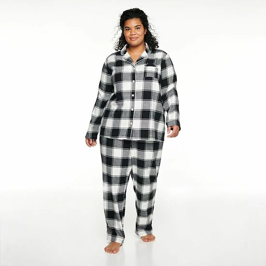 Plus Size Sonoma Goods For Life® Flannel Pajama Shirt & Pajama Pants Set Black White Buffalo 11 Plus Size Sonoma Goods For Life® Flannel Pajama Shirt & Pajama Pants Set Black White Buffalo - Image 9