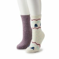 Women's Sonoma Goods For Life® Wintry Band Supercozy Crew Socks Grey Pink