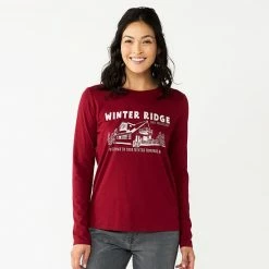 Women's Sonoma Goods For Life® Long Sleeve Christmas Graphic Tee Seasons Greeting -Sonoma Goods For Life shop unnamed file 6674