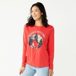 Women's Sonoma Goods For Life® Long Sleeve Christmas Graphic Tee Seasons Greeting -Sonoma Goods For Life shop unnamed file 6676