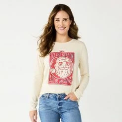 Women's Sonoma Goods For Life® Long Sleeve Christmas Graphic Tee Seasons Greeting -Sonoma Goods For Life shop unnamed file 6679