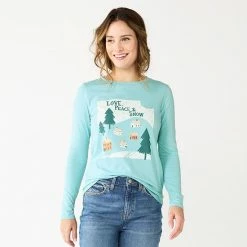 Women's Sonoma Goods For Life® Long Sleeve Christmas Graphic Tee Seasons Greeting -Sonoma Goods For Life shop unnamed file 6680