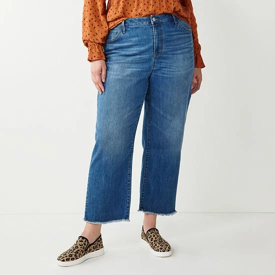 Plus Size Sonoma Goods For Life® Premium Curvy High-Waisted Straight-Leg Crop Jeans Belleview 6 Plus Size Sonoma Goods For Life® Premium Curvy High-Waisted Straight-Leg Crop Jeans Belleview - Image 4