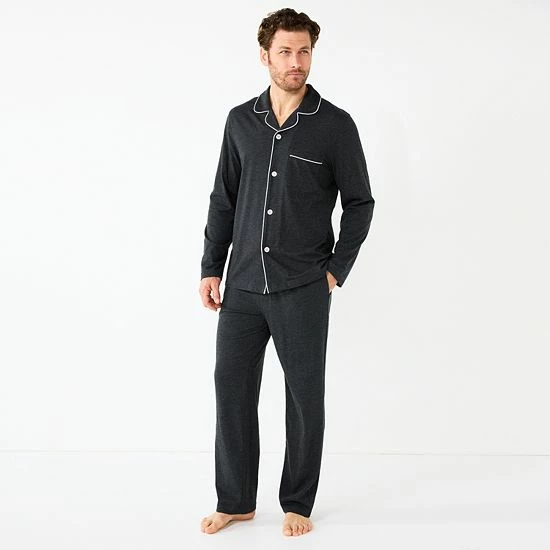 Men's Sonoma Goods For Life® Plaid Knit 2-Piece Pajama Set Dark Charcoal 8 Men's Sonoma Goods For Life® Plaid Knit 2-Piece Pajama Set Dark Charcoal - Image 6
