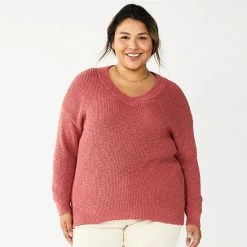 Plus Size Sonoma Goods For Life® Long Sleeve V-Neck Sweater Mauve -Sonoma Goods For Life shop unnamed file 6937
