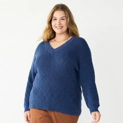 Plus Size Sonoma Goods For Life® Long Sleeve V-Neck Sweater Mauve -Sonoma Goods For Life shop unnamed file 6938