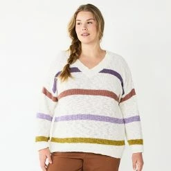 Plus Size Sonoma Goods For Life® Long Sleeve V-Neck Sweater Mauve -Sonoma Goods For Life shop unnamed file 6939