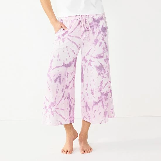 Women's Sonoma Goods For Life® Truly Soft Wide-Leg Cropped Pajama Pants Turq Leaves 7 Women's Sonoma Goods For Life® Truly Soft Wide-Leg Cropped Pajama Pants Turq Leaves - Image 5