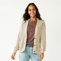 Women's Sonoma Goods For Life® Casual Ribbed Cardigan Blue Grey