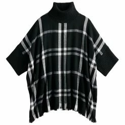 Women's Sonoma Goods For Life® Turtleneck Poncho Red Black -Sonoma Goods For Life shop unnamed file 6989