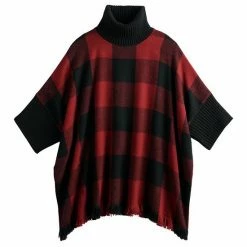 Women's Sonoma Goods For Life® Turtleneck Poncho Red Black -Sonoma Goods For Life shop unnamed file 6991