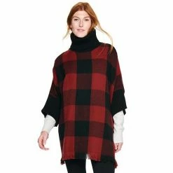 Women's Sonoma Goods For Life® Turtleneck Poncho Red Black -Sonoma Goods For Life shop unnamed file 6992