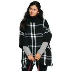 Women's Sonoma Goods For Life® Turtleneck Poncho Red Black -Sonoma Goods For Life shop unnamed file 6993