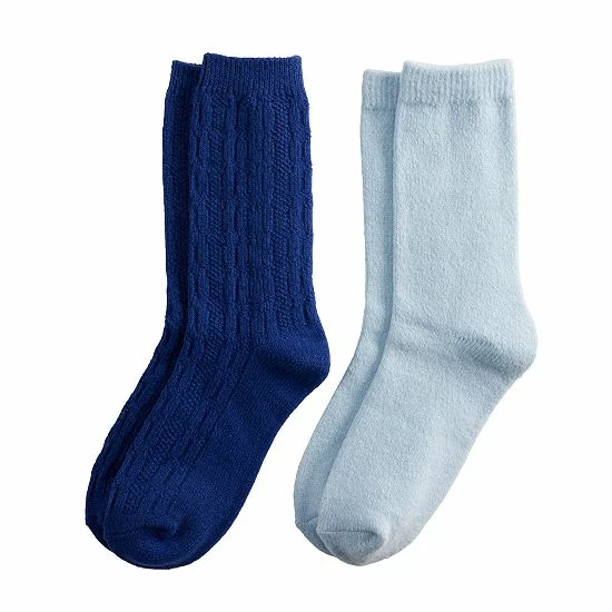 Women's Sonoma Goods For Life® Cable Knit Supercozy Crew Sock Blue 4 Women's Sonoma Goods For Life® Cable Knit Supercozy Crew Sock Blue - Image 2