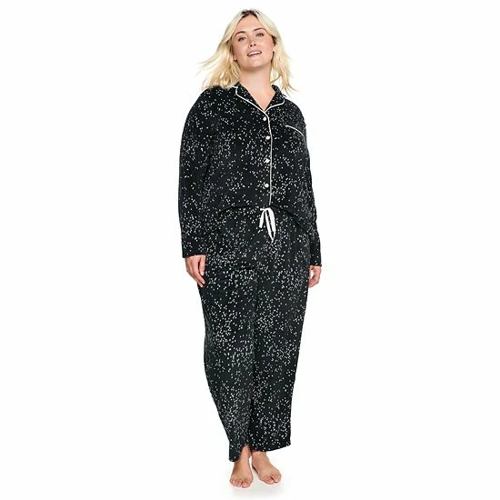 Plus Size Sonoma Goods For Life® Velour Pajama Shirt & Pajama Pants Set Lavendar Tie Dye 5 Plus Size Sonoma Goods For Life® Velour Pajama Shirt & Pajama Pants Set Lavendar Tie Dye - Image 3