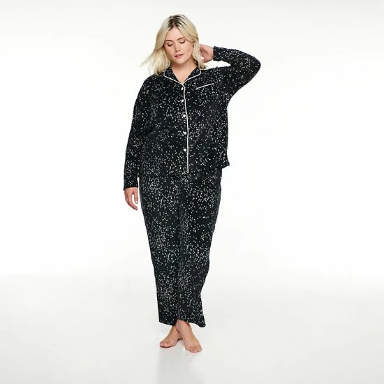 Plus Size Sonoma Goods For Life® Velour Pajama Shirt & Pajama Pants Set Lavendar Tie Dye 9 Plus Size Sonoma Goods For Life® Velour Pajama Shirt & Pajama Pants Set Lavendar Tie Dye - Image 7