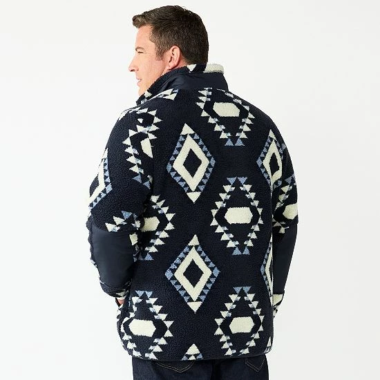 Big & Tall Sonoma Goods For Life® Sherpa Full-Zip Jacket Blue Southwestern 4 Big & Tall Sonoma Goods For Life® Sherpa Full-Zip Jacket Blue Southwestern - Image 2