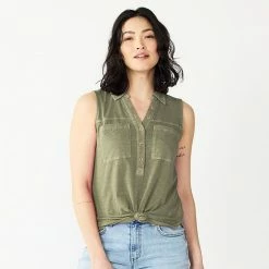 Women's Sonoma Goods For Life® Popover V-neck Utility Tank Yellow Green -Sonoma Goods For Life shop unnamed file 7300