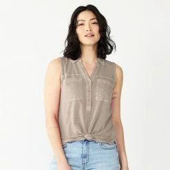 Women's Sonoma Goods For Life® Popover V-neck Utility Tank Yellow Green -Sonoma Goods For Life shop unnamed file 7303