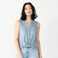 Women's Sonoma Goods For Life® Popover V-neck Utility Tank Yellow Green -Sonoma Goods For Life shop unnamed file 7306