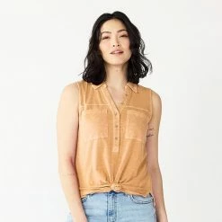 Women's Sonoma Goods For Life® Popover V-neck Utility Tank Yellow Green -Sonoma Goods For Life shop unnamed file 7308