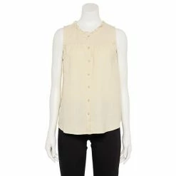 Women's Sonoma Goods For Life® Button-Front Ruffle Tank Olive -Sonoma Goods For Life shop unnamed file 7325