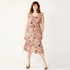 Women's Sonoma Goods For Life® Ruffle Midi Dress Cream Multi Floral