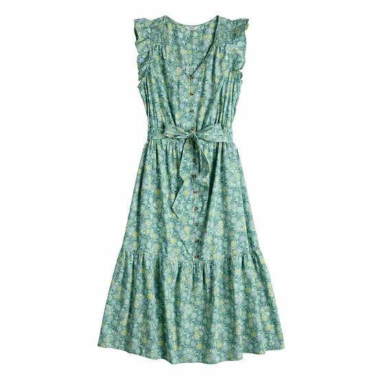 Women's Sonoma Goods For Life® Ruffle Midi Dress Cream Multi Floral 5 Women's Sonoma Goods For Life® Ruffle Midi Dress Cream Multi Floral - Image 3