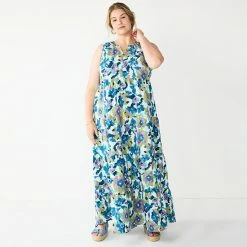 Plus Size Sonoma Goods For Life® Tiered Maxi Dress Pink Floral -Sonoma Goods For Life shop unnamed file 7400
