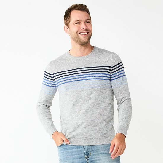 Men's Sonoma Goods For Life® Supersoft Crewneck Sweater Gray Sleeve Stripe 12 Men's Sonoma Goods For Life® Supersoft Crewneck Sweater Gray Sleeve Stripe - Image 10