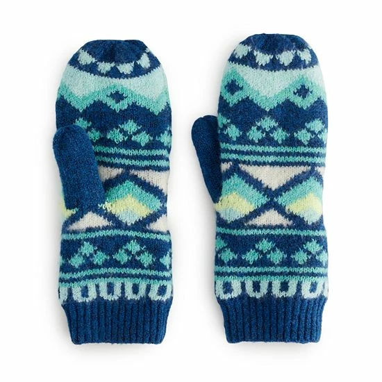 Women's Sonoma Goods For Life® Fairisle And Solid Lined Mittens Cool Blue 3 Women's Sonoma Goods For Life® Fairisle And Solid Lined Mittens Cool Blue