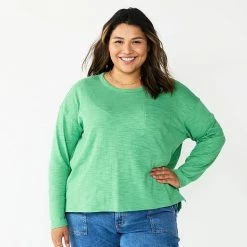 Plus Size Sonoma Goods For Life® Long Sleeve Pocket Tee Navy -Sonoma Goods For Life shop unnamed file 7451