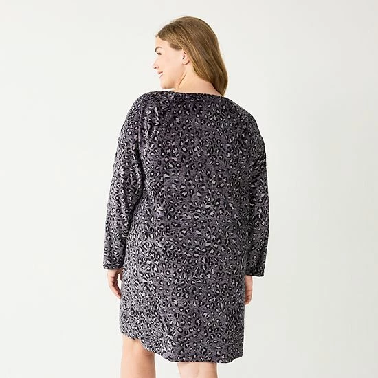 Plus Size Sonoma Goods For Life® 2-pc. Long Sleeve Crewneck Sleepshirt & Socks Set Ivory Starry 4 Plus Size Sonoma Goods For Life® 2-pc. Long Sleeve Crewneck Sleepshirt & Socks Set Ivory Starry - Image 2