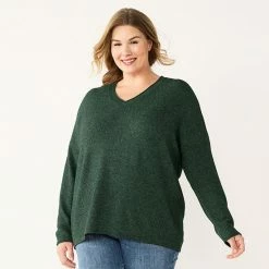 Plus Size Sonoma Goods For Life® V-Neck Pullover Sweater Red