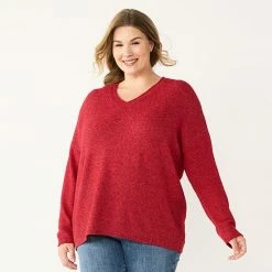 Plus Size Sonoma Goods For Life® V-Neck Pullover Sweater Red -Sonoma Goods For Life shop unnamed file 7517