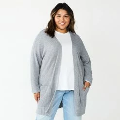 Plus Size Sonoma Goods For Life® Favorite Long Sleeve Cardigan Black -Sonoma Goods For Life shop unnamed file 769