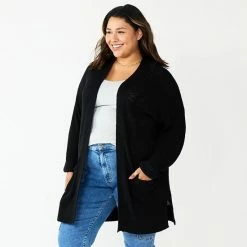 Plus Size Sonoma Goods For Life® Favorite Long Sleeve Cardigan Black -Sonoma Goods For Life shop unnamed file 770