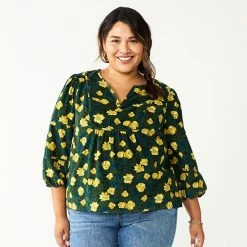 Plus Size Sonoma Goods For Life® Notchneck Long Sleeve Top Large Red Floral -Sonoma Goods For Life shop unnamed file 7844