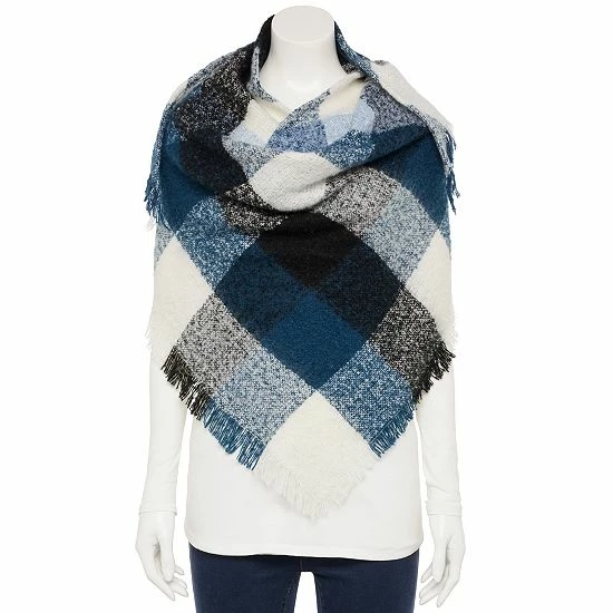 Women's Sonoma Goods For Life® Boucle Plaid Triangle Scarf Denim 7 Women's Sonoma Goods For Life® Boucle Plaid Triangle Scarf Denim - Image 5