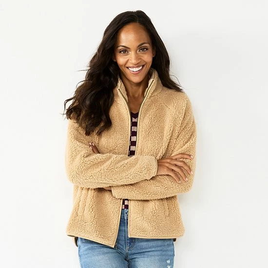 Women's Sonoma Goods For Life® Zip Front Sherpa Jacket Blue 6 Women's Sonoma Goods For Life® Zip Front Sherpa Jacket Blue - Image 4