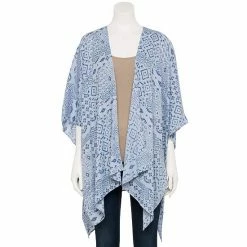 Sonoma Goods For Life® Ikat Patchwork Ruana Medium Blue