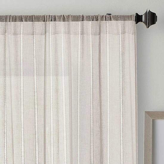 Sonoma Goods For Life® Open Weave Stripe Sheer Set Of 2 Window Curtain Panels Linen 4 Sonoma Goods For Life® Open Weave Stripe Sheer Set Of 2 Window Curtain Panels Linen - Image 2