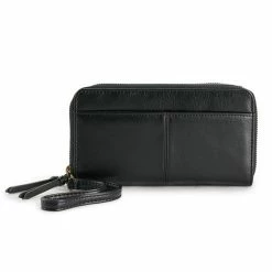 Sonoma Goods For Life® Elowen RFID-Blocking Double Zip Wristlet Black